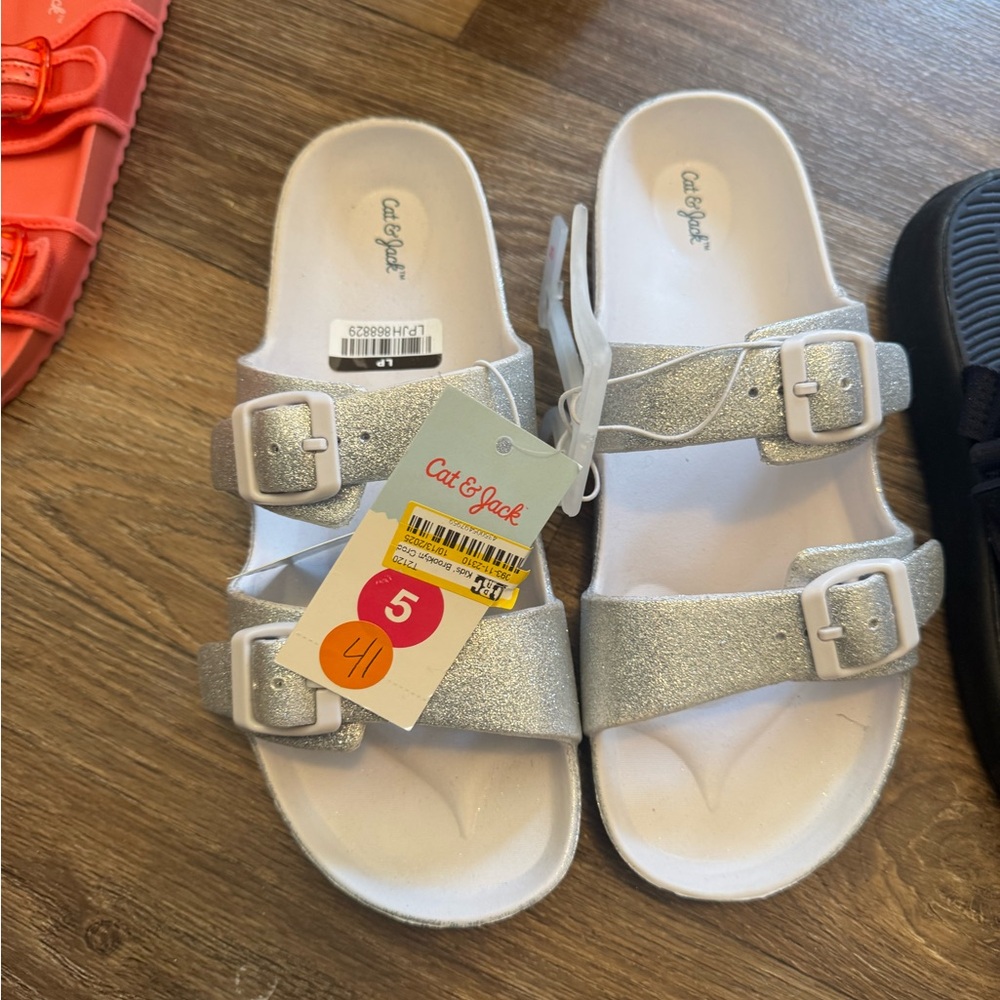 Cat & Jack Glittery Silver Kids Sandals